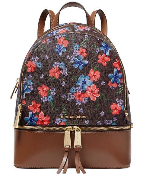 michael michael kors rhea signature floral zip backpack|Michael kors Rhea Zip Medium Slim Signature Backpack.